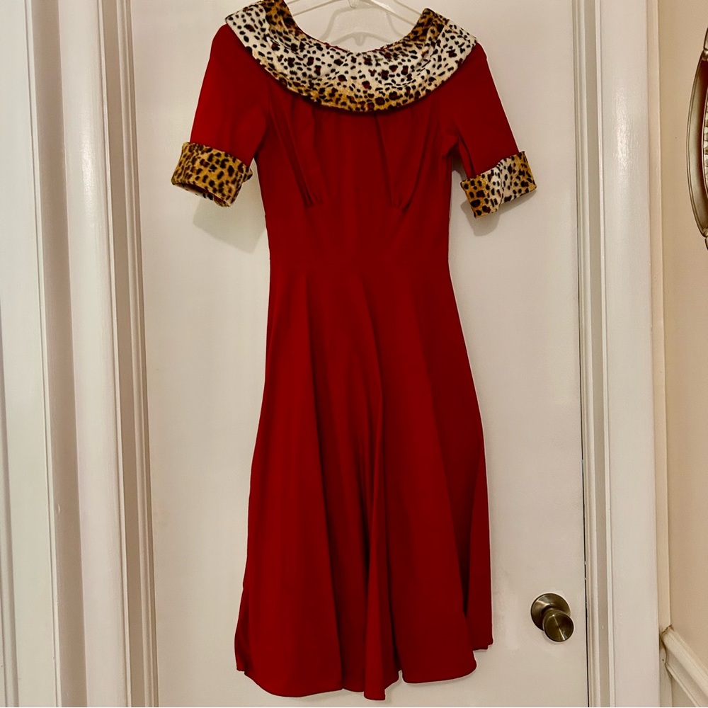 Stop Staring Red and Leopard Print Dress